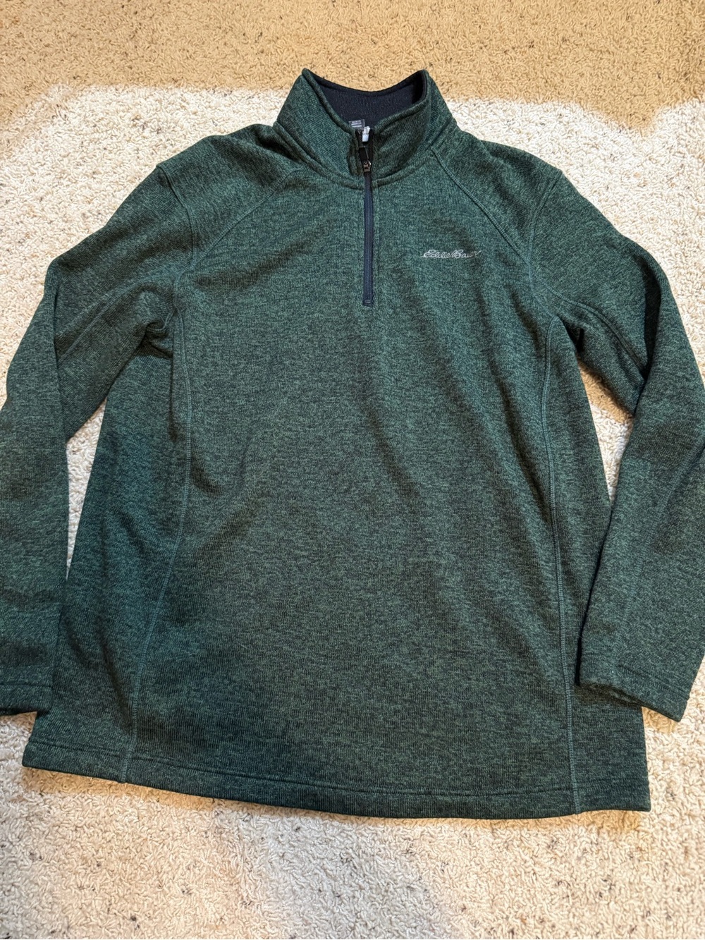 Eddie Bauer Men’s Heather Forest Green Quarter-Zip Shirt Jacket
